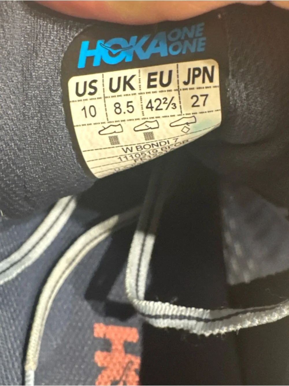 HOKA ONE ONE Bondi 7 'Blue Fog Blue Glass' Running Shoes Women’s Size 10 - Picture 9 of 10